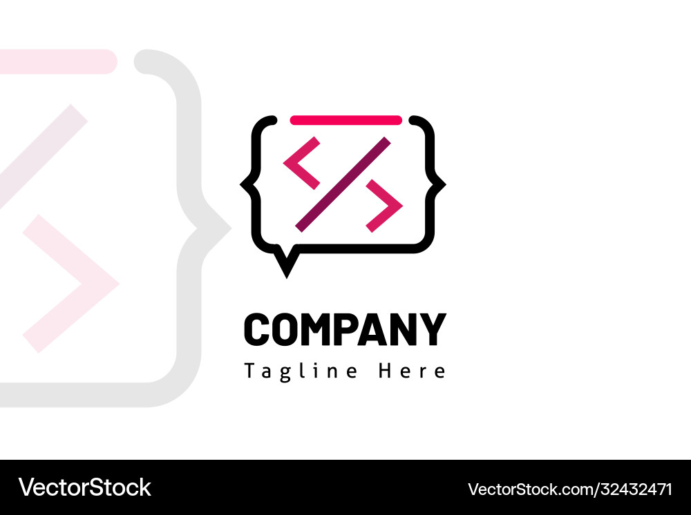 Bubble text message web code logo template Bubble text message web code logo template Vector Image