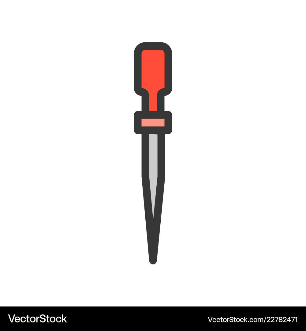 Chisel filled outline icon carpenter and handyman vector image