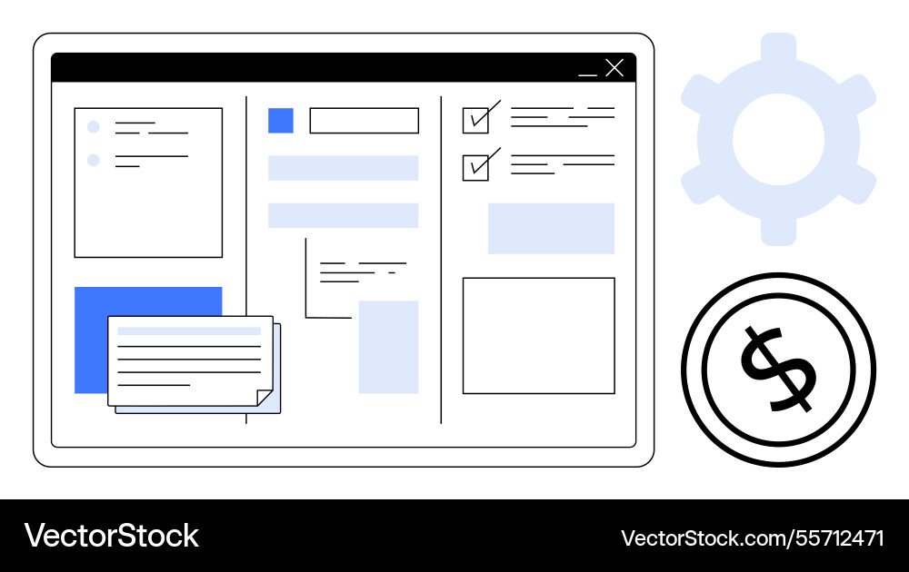Digital workspace with task management automation Digital workspace with task management automation vector image