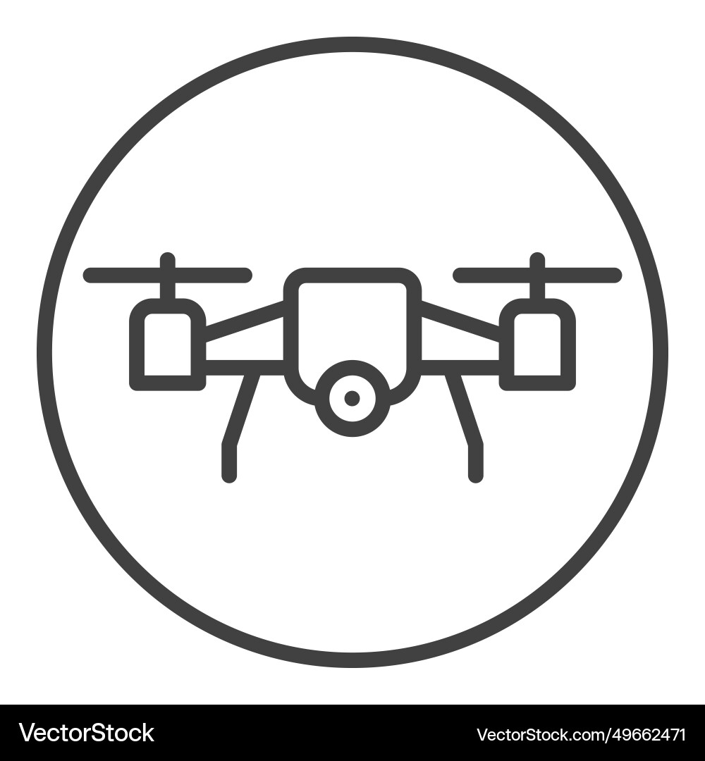 Drone inside circle quadrotor concept linear Drone inside circle quadrotor concept linear Vector Image