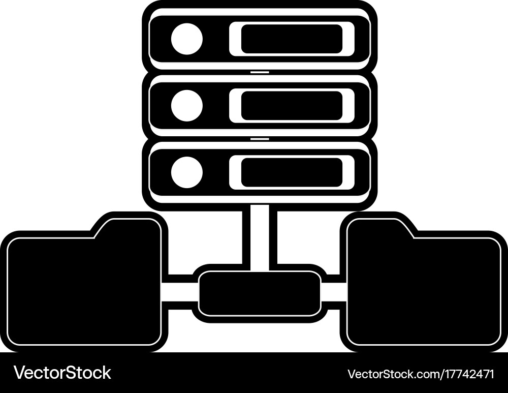 File folders connected to servers icon image vector image