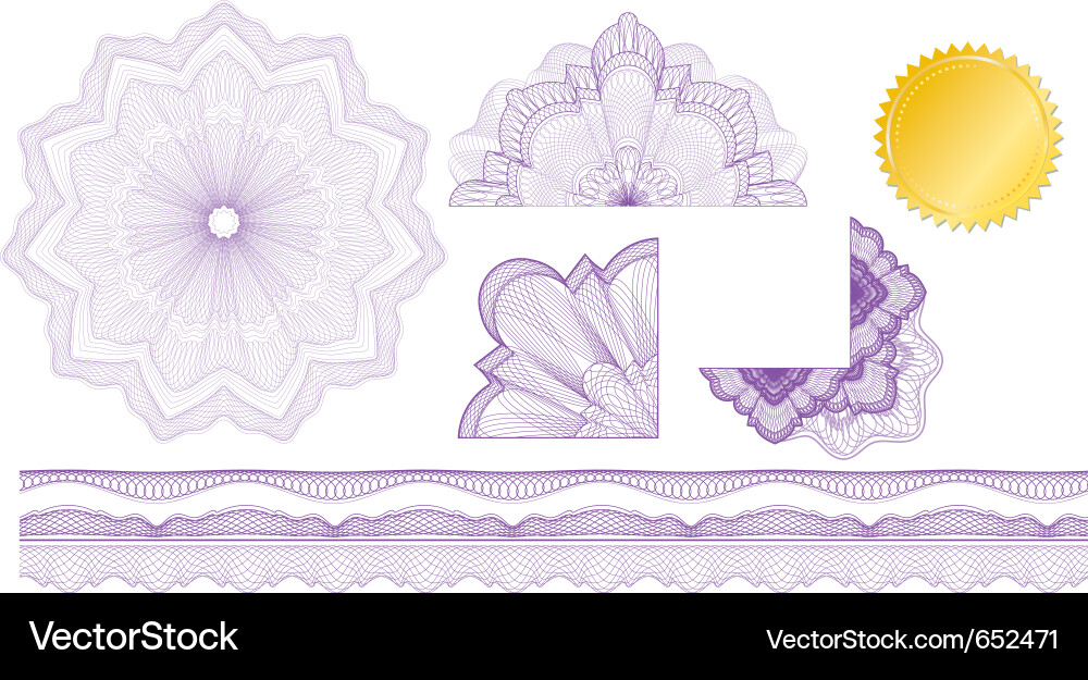 Guilloche Pattern Elements Vector Image