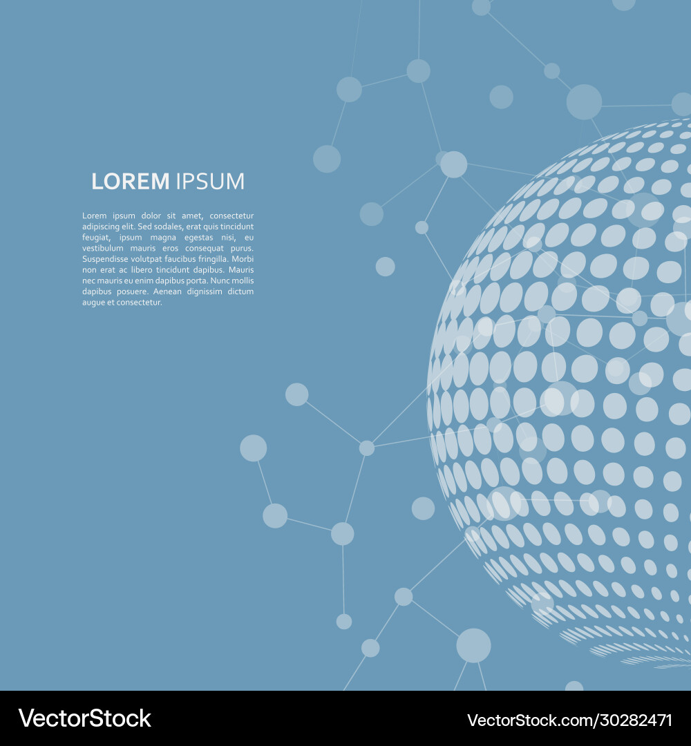 Halftone circle with molecule connect line Halftone circle with molecule connect line vector image