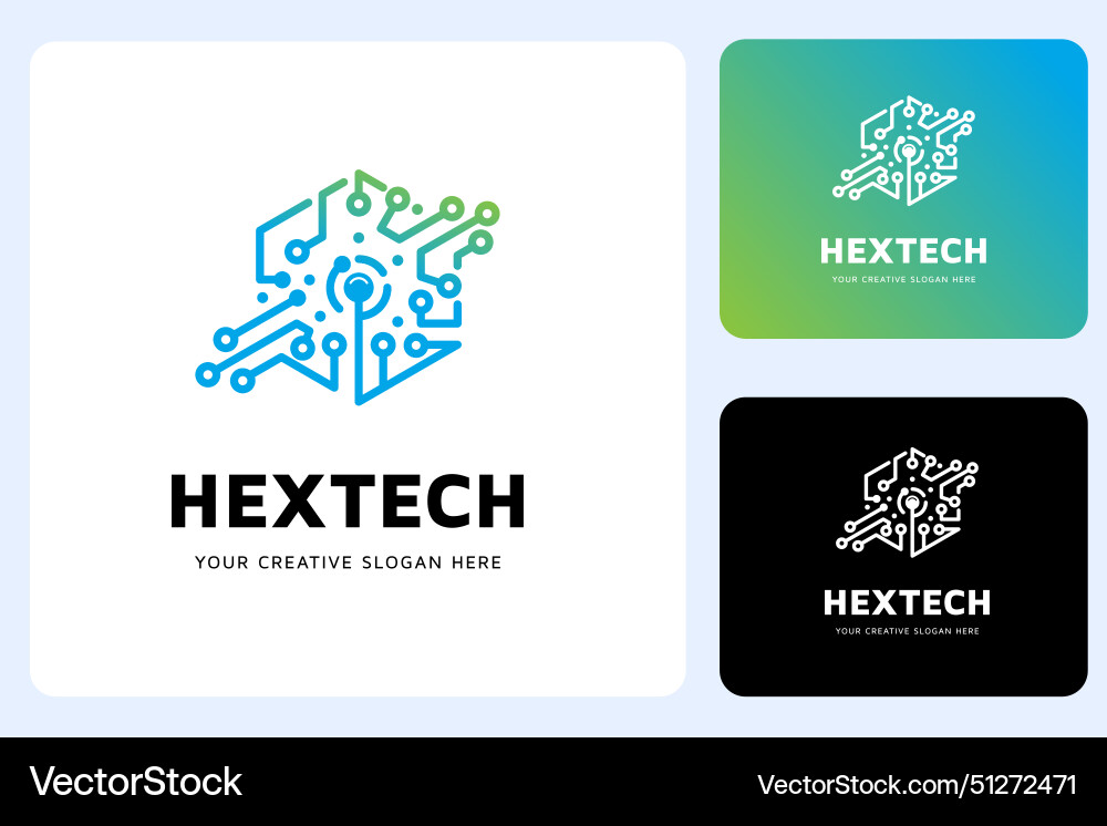 Hexagonal tech logo design template Royalty Free Vector