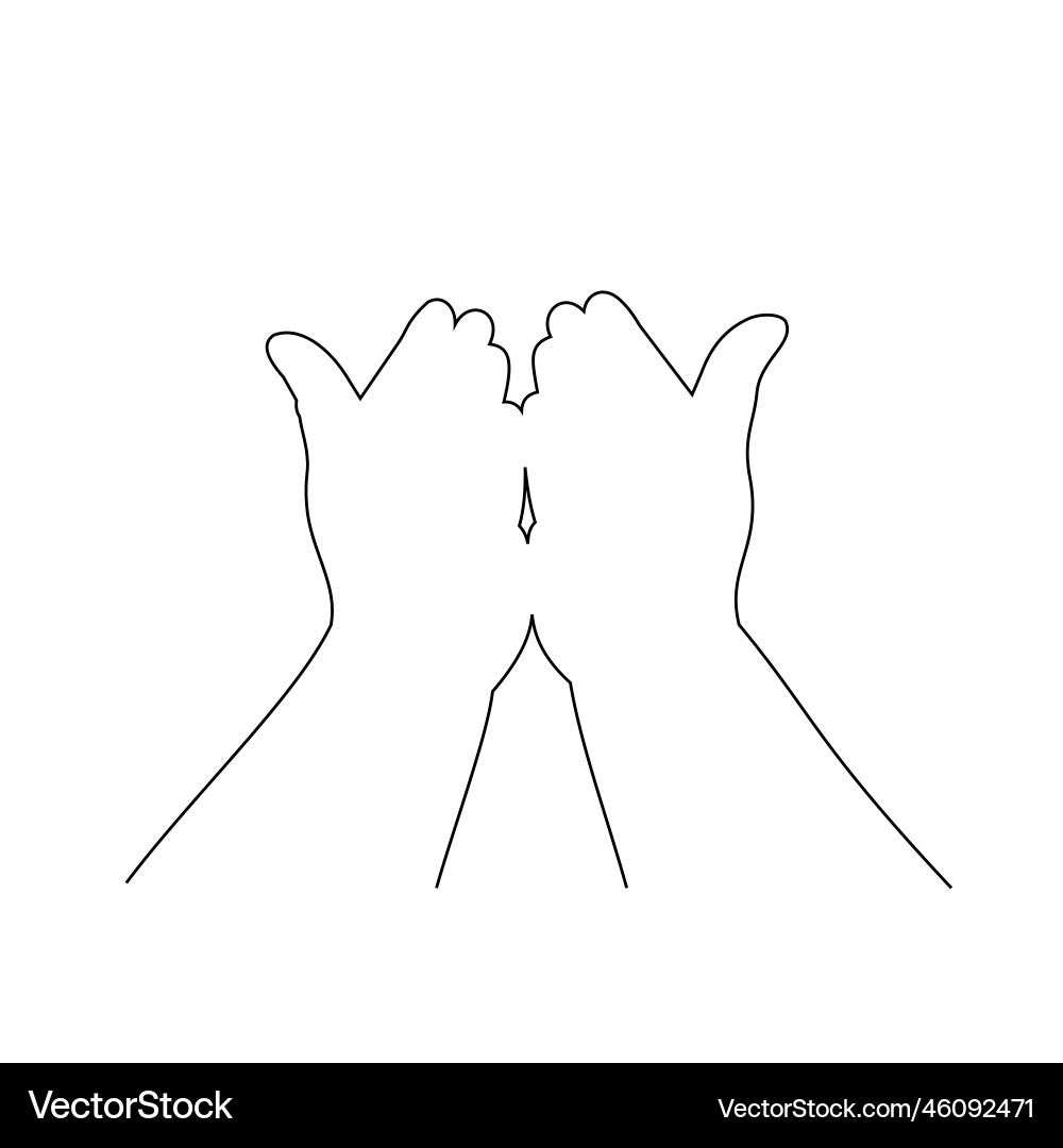 Line drawing of a two hand open for praying Line drawing of a two hand open for praying vector image