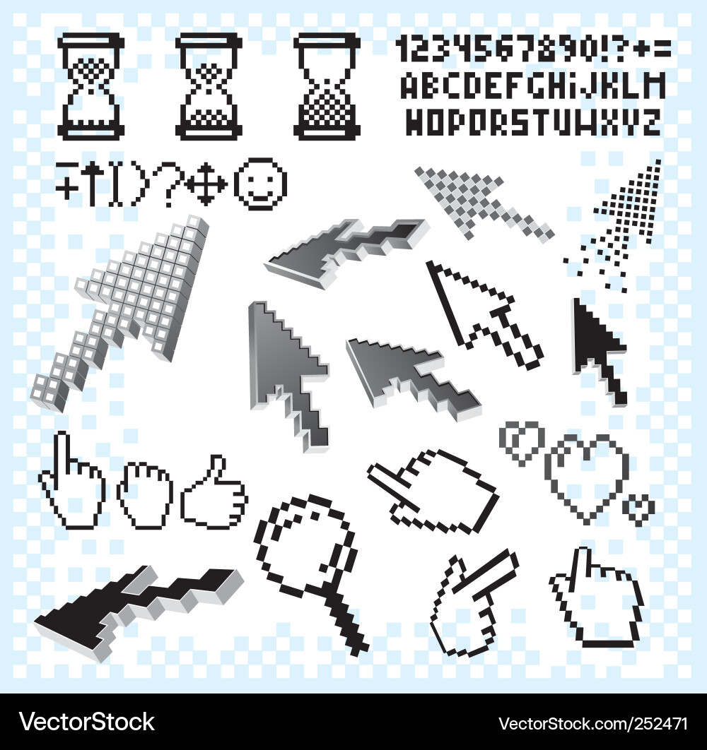 Pixelated Symbol Set vector image