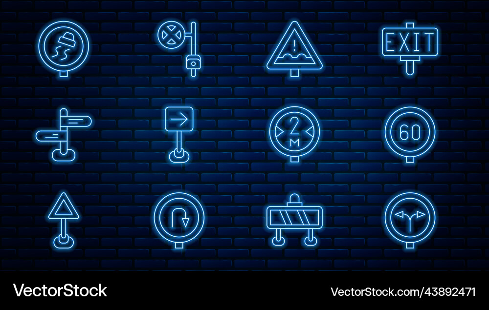 Set line fork in the road speed limit traffic Vector Image