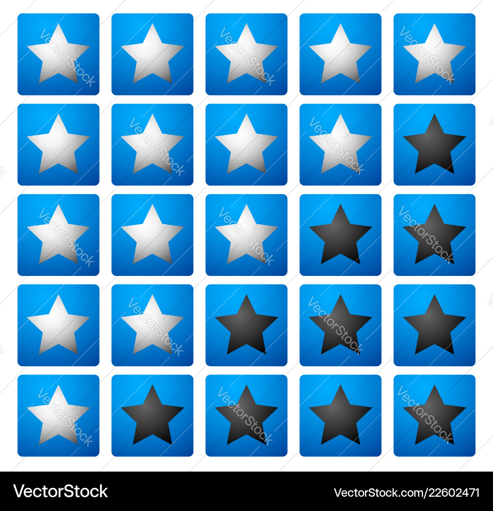 Set of 5 star rating elements starting from 1 Set of 5 star rating elements starting from 1 vector image