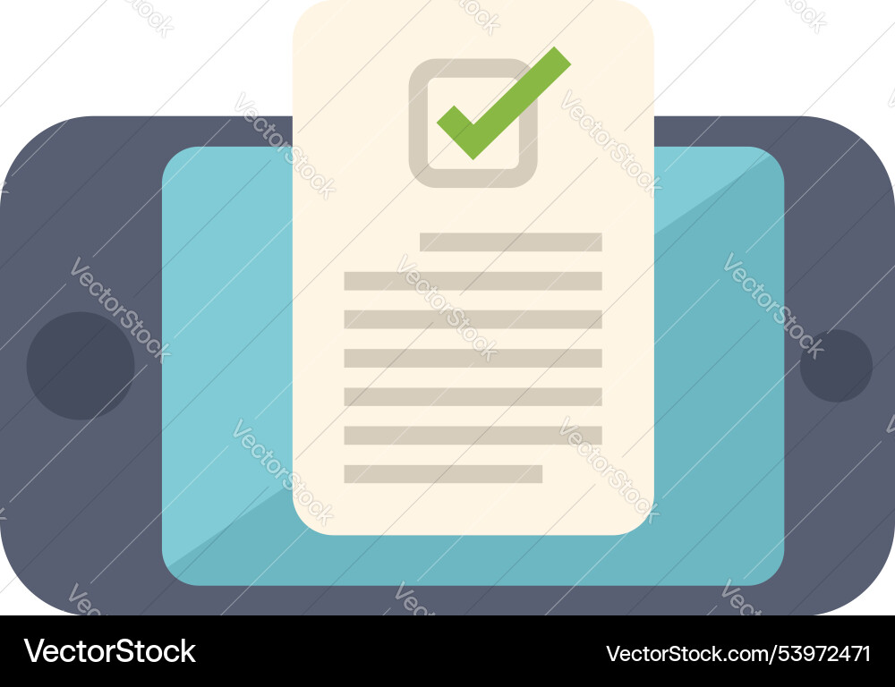 Smartphone displaying document with green check Vector Image