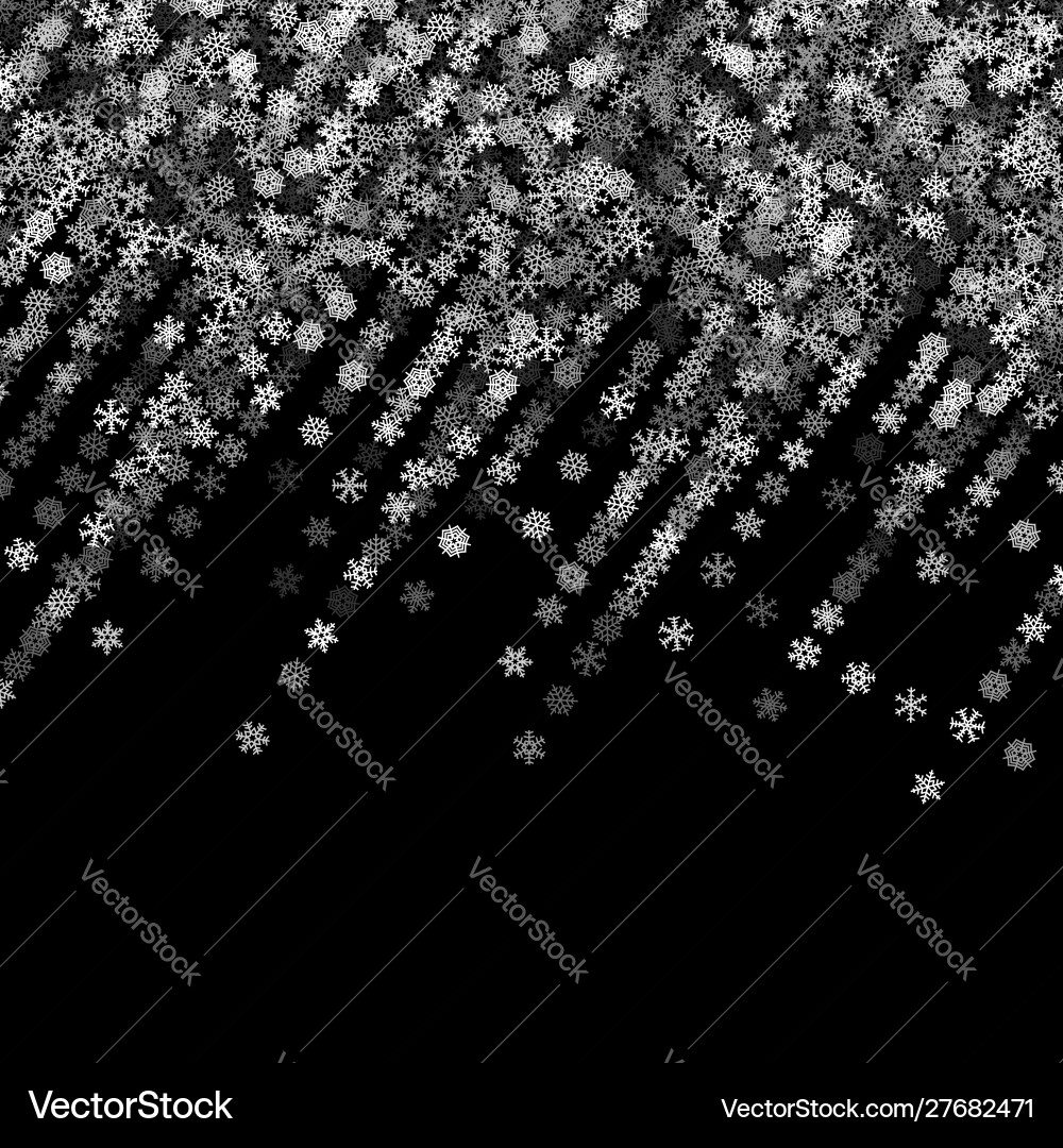 Snowfall with random snowflakes in dark Vector Image