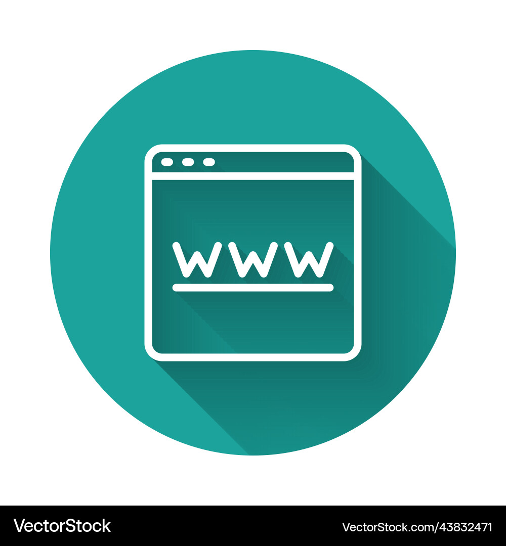 White line browser window icon isolated with long Vector Image
