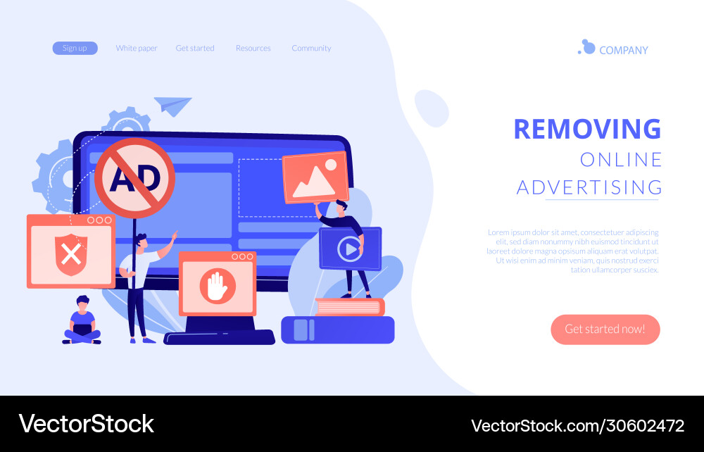 Ad blocking software concept landing page Ad blocking software concept landing page vector image