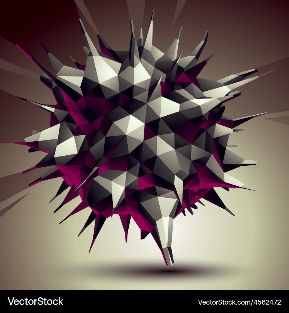 Asymmetric 3d abstract object monochrome geometric vector image