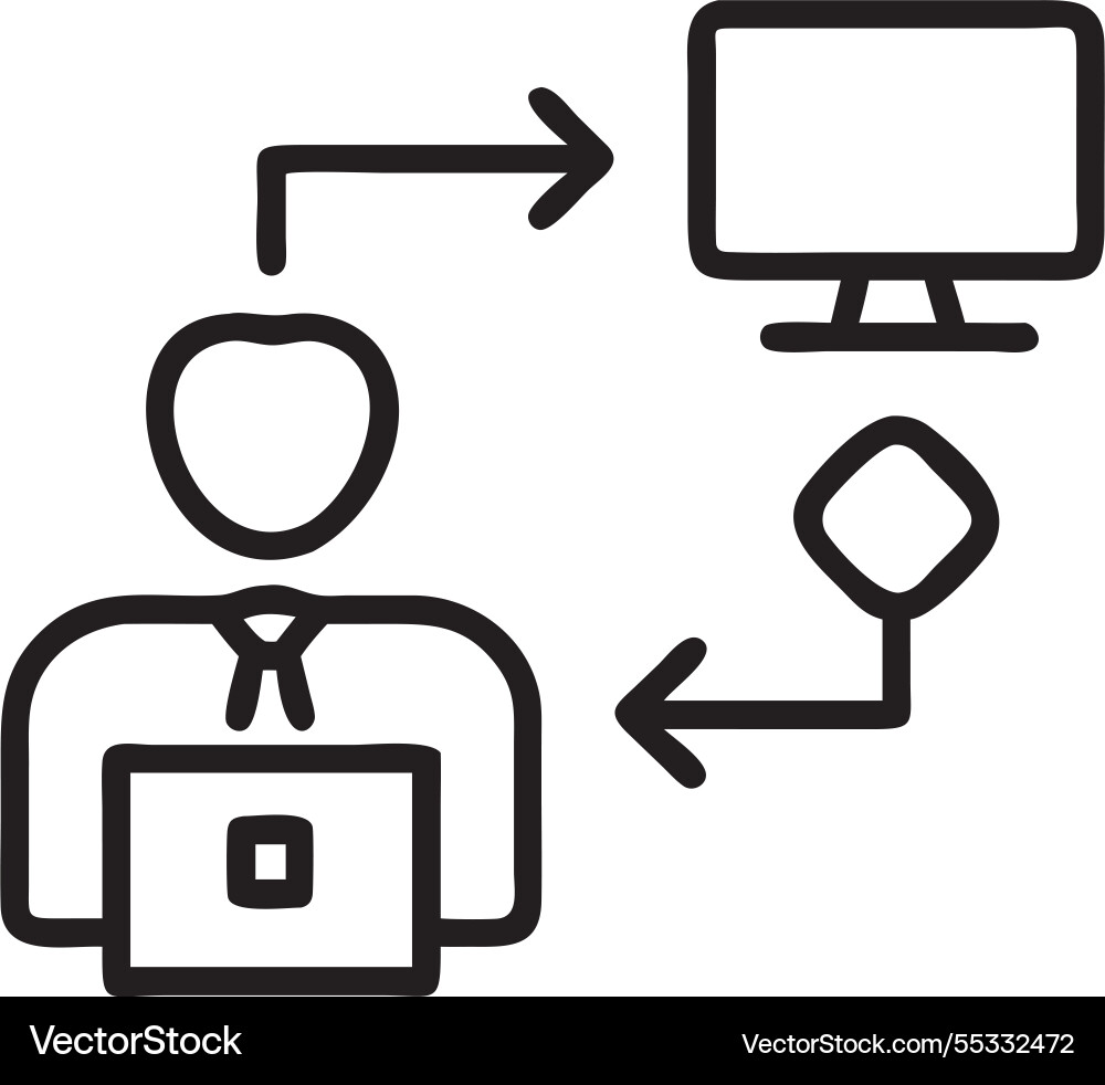 Businessman using computer analysis for process vector image