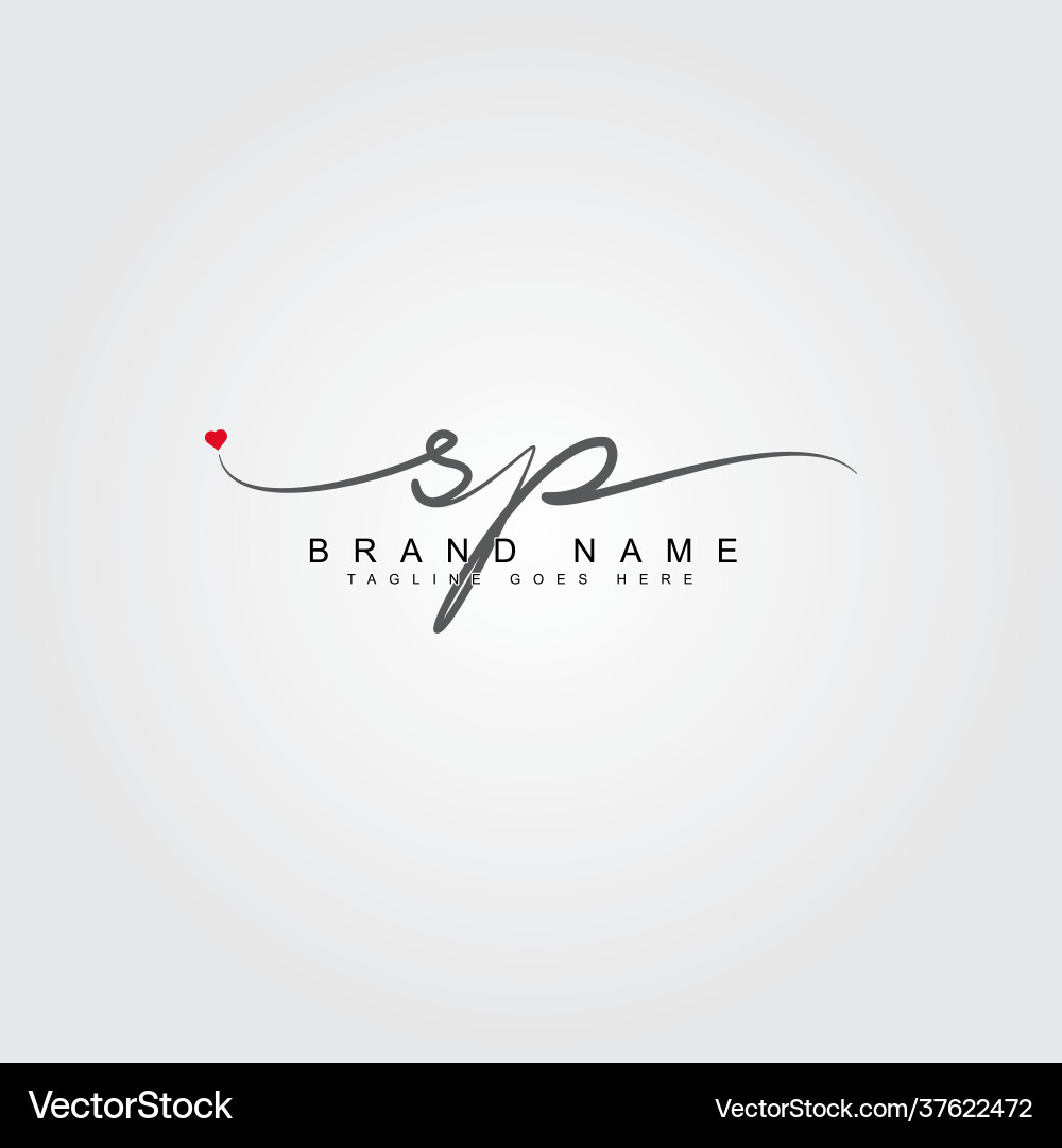Elegant SP Initial Letter Logo - Script Style vector image