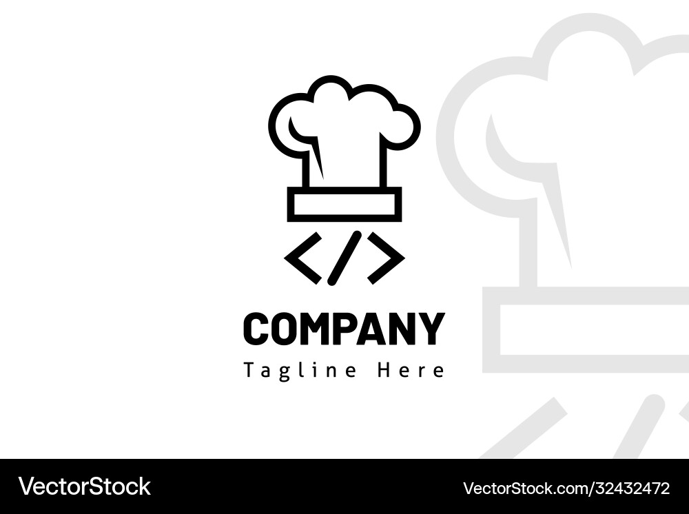 Hat chef web code logo template Hat chef web code logo template vector image