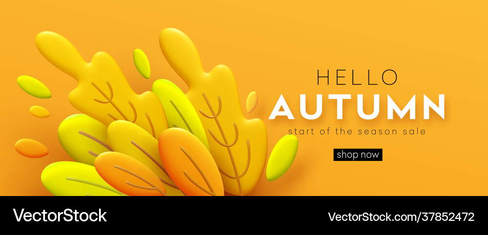Hello autumn 3d minimal background Hello autumn 3d minimal background vector image
