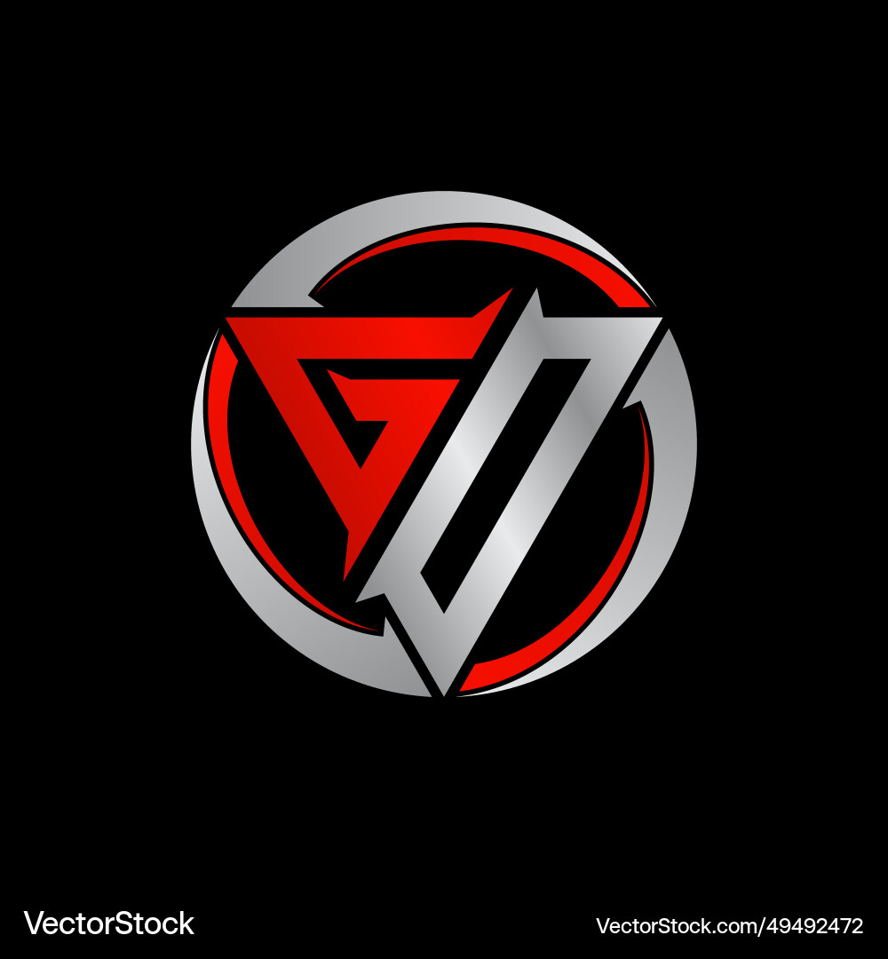 Initial letter go gd triangle font circle arrow Initial letter go gd triangle font circle arrow vector image