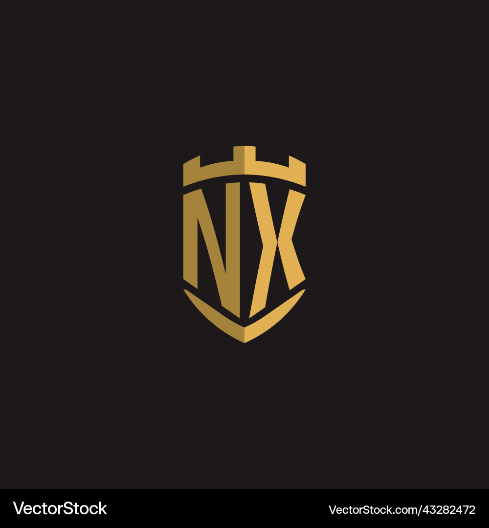 Initials nx logo monogram with shield style design Vector Image