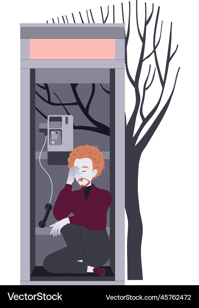 Loneliness with lonely man character sitting Loneliness with lonely man character sitting vector image