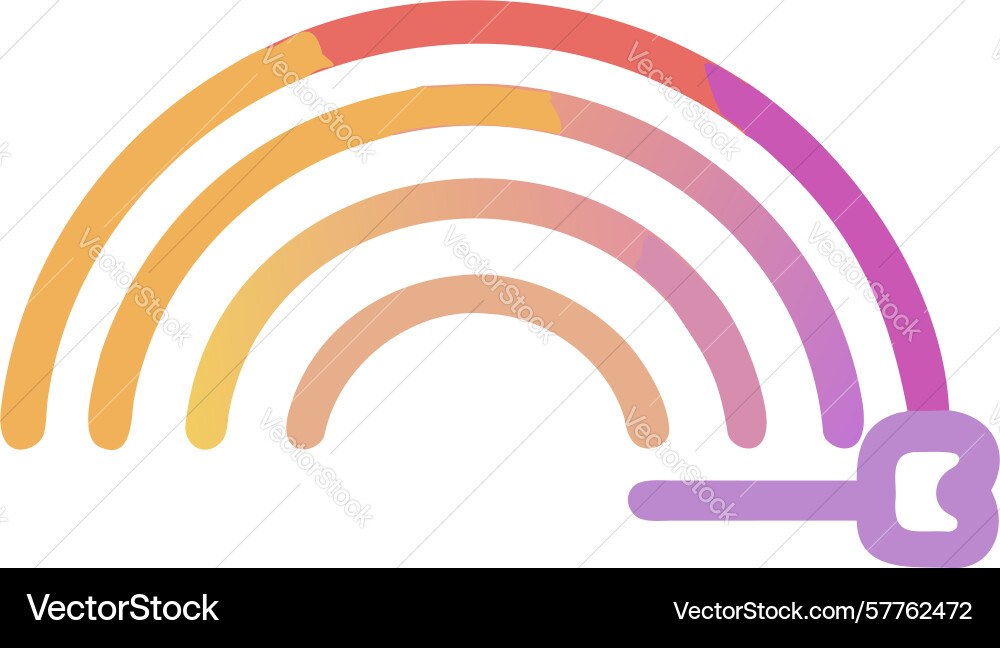Rainbow with padlock key icon for secure vector image