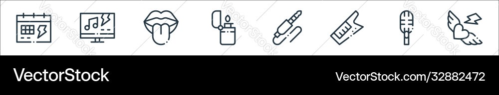 Rock n roll line icons linear set quality Rock n roll line icons linear set quality vector image