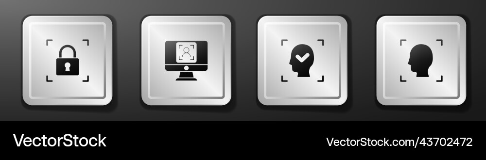 Set fingerprint with lock face recognition Set fingerprint with lock face recognition vector image