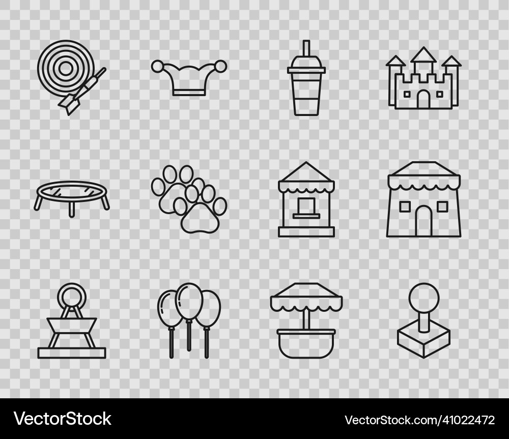 Set line attraction carousel joystick for arcade Set line attraction carousel joystick for arcade vector image