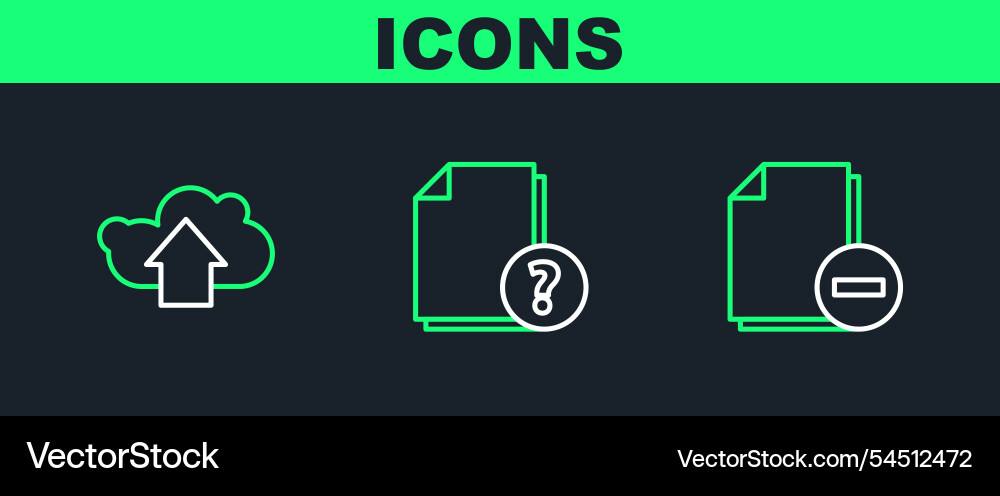 Set line document with minus cloud upload Vector Image