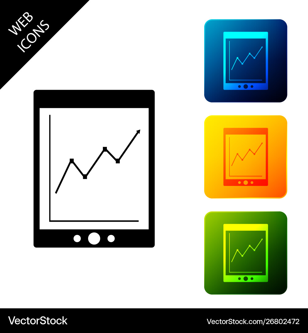 Tablet with statistic graph chart icon isolated Tablet with statistic graph chart icon isolated Vector Image