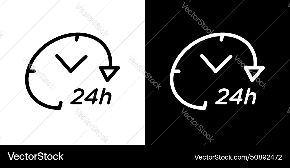 Twenty four hours icon set clock service support vector image