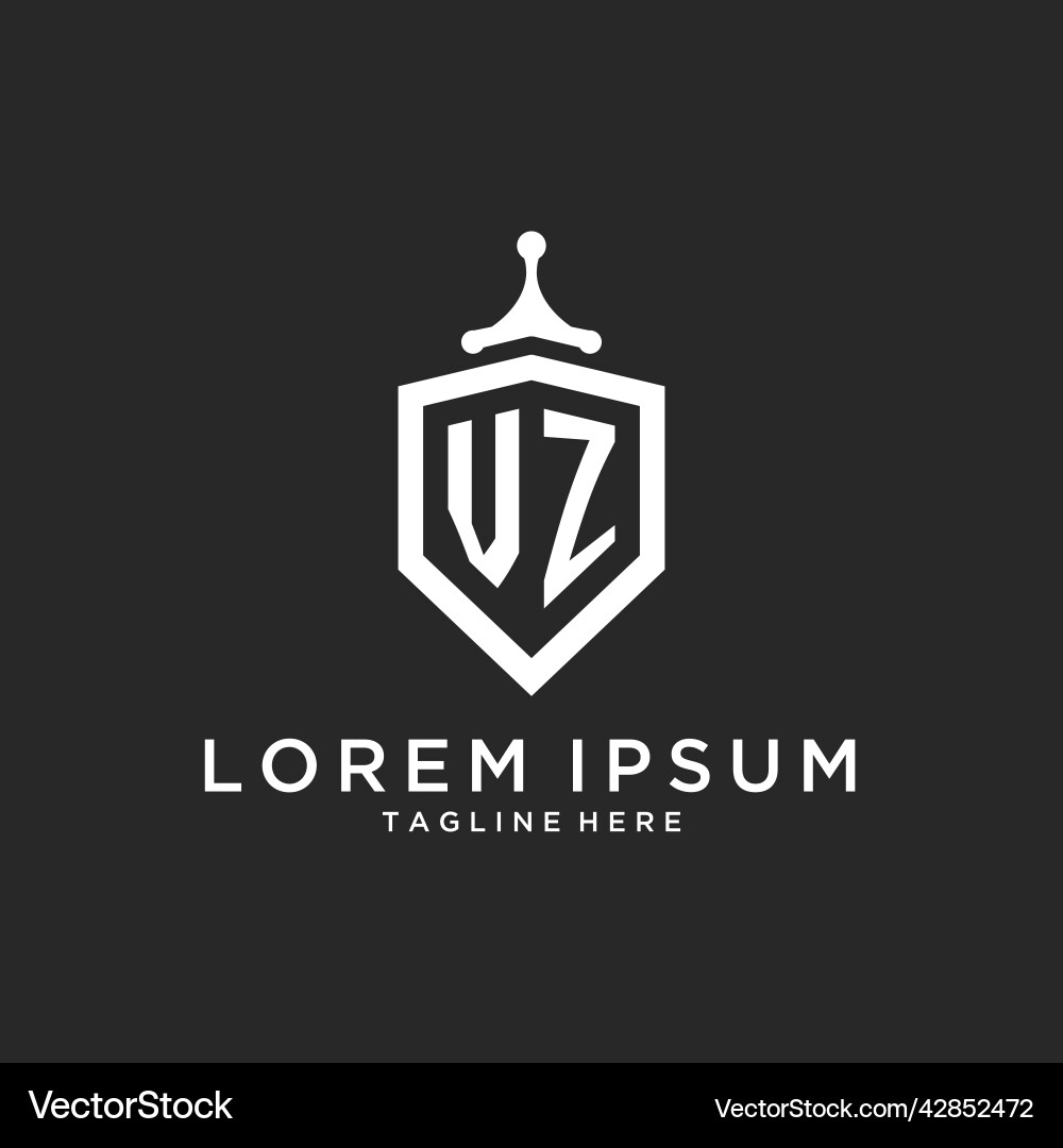 Vz monogram logo initial with shield guard shape Vector Image