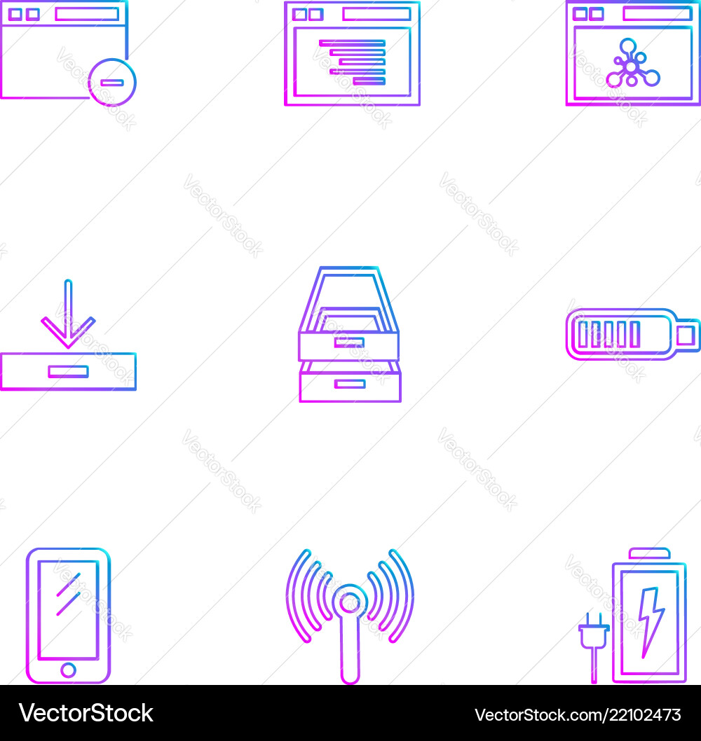 Battery wifi network infrared signals web vector image