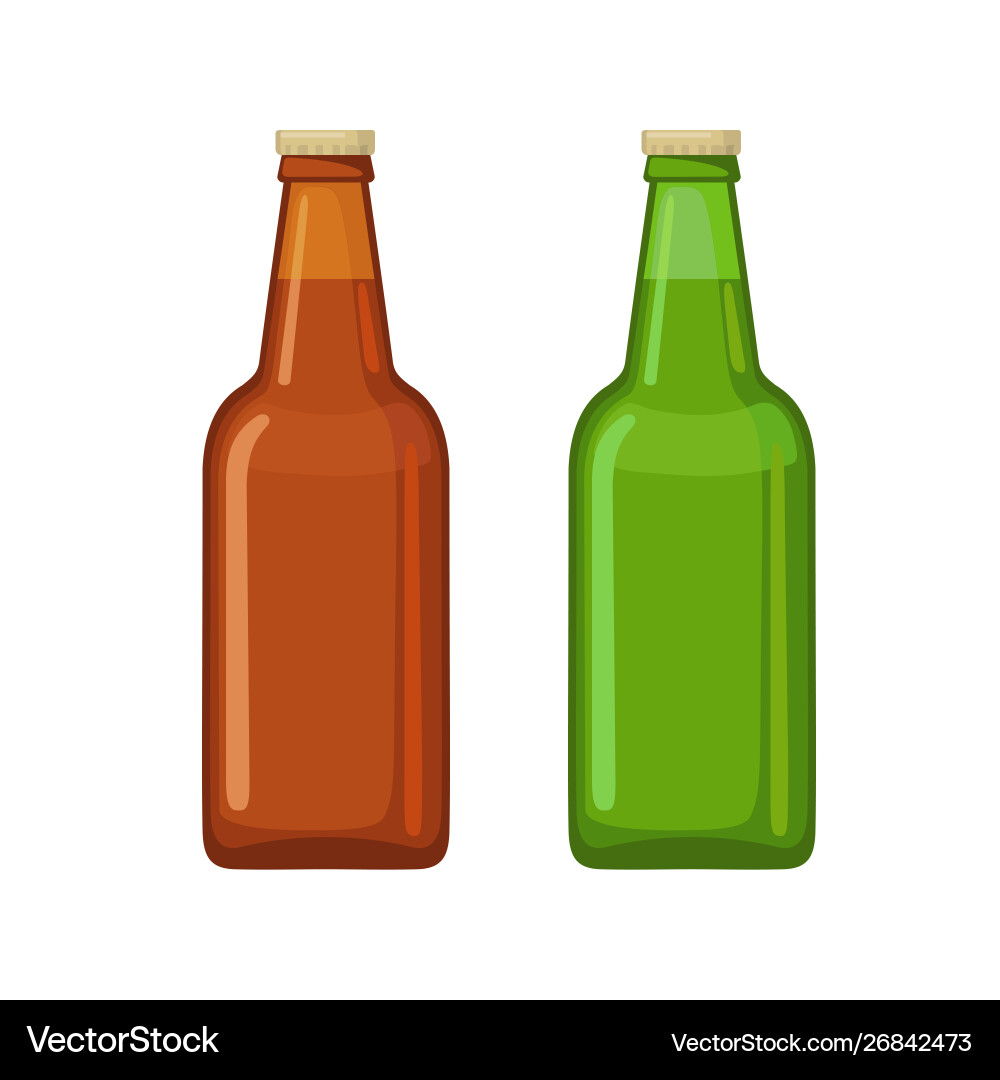 Beer bottle icons in flat style isolated on white Beer bottle icons in flat style isolated on white vector image