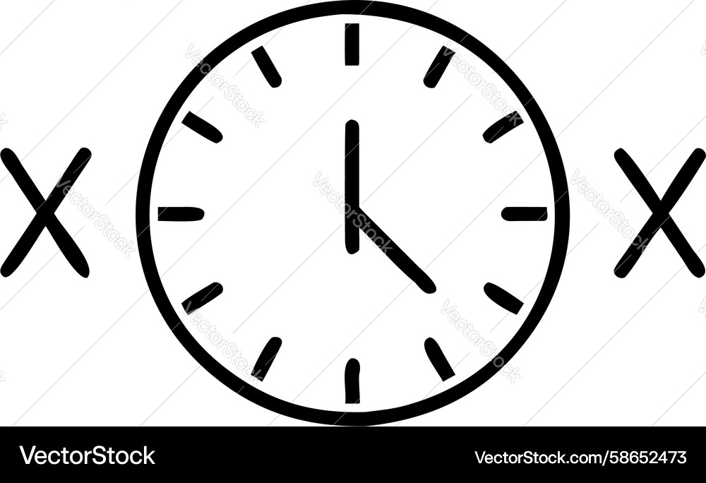 Clock with Time Limit Marks Vector Image