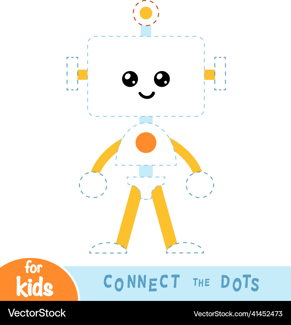 Connect the Dots Robot Game vector image
