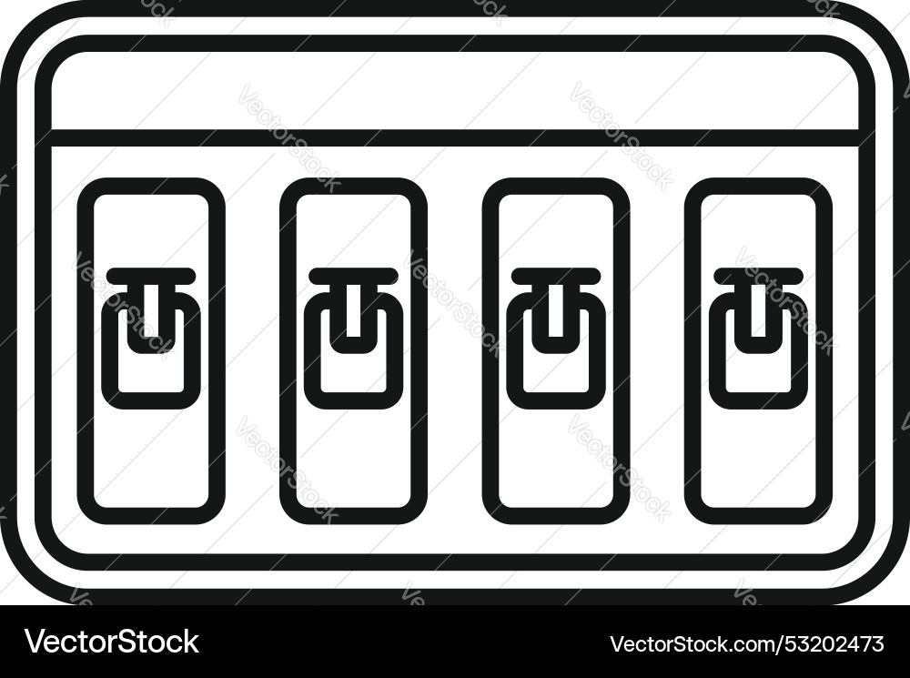Control panel with four toggle switches showing Control panel with four toggle switches showing vector image
