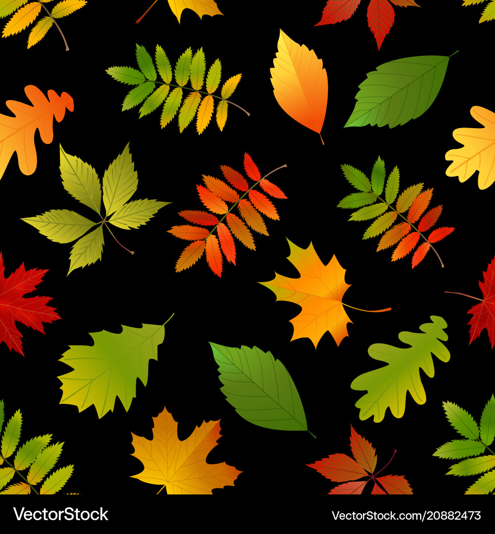 Seamless pattern with set autumn yellow green red Seamless pattern with set autumn yellow green red vector image