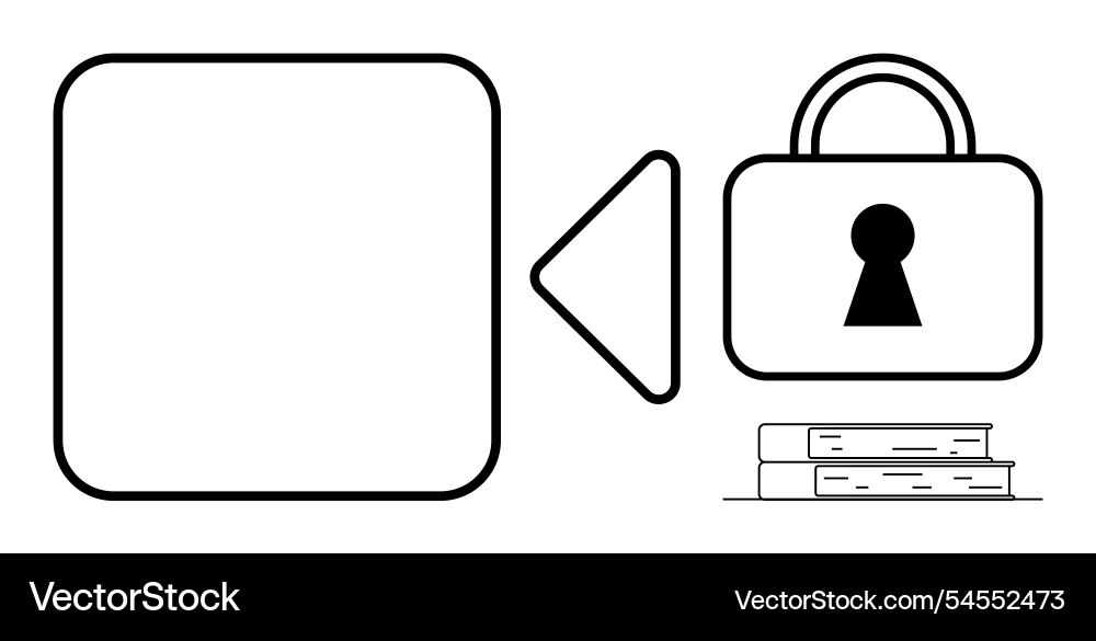 Security concept with lock play button square Security concept with lock play button square Vector Image