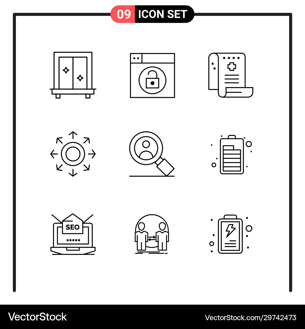 Set 9 line style icons for web and mobile Vector Image