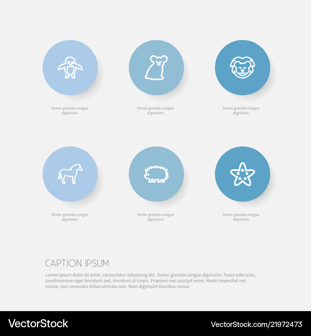 Set of 6 editable zoo icons line style includes Set of 6 editable zoo icons line style includes vector image