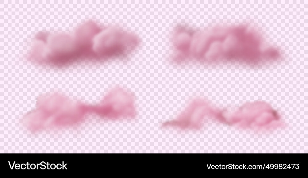 Set of realistic pastel colored pink clouds Set of realistic pastel colored pink clouds vector image