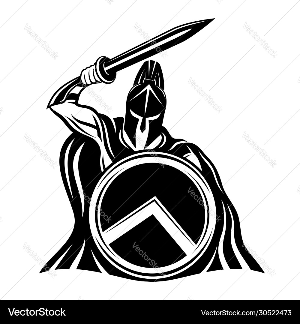 Spartan Warrior with Sword and Shield vector image