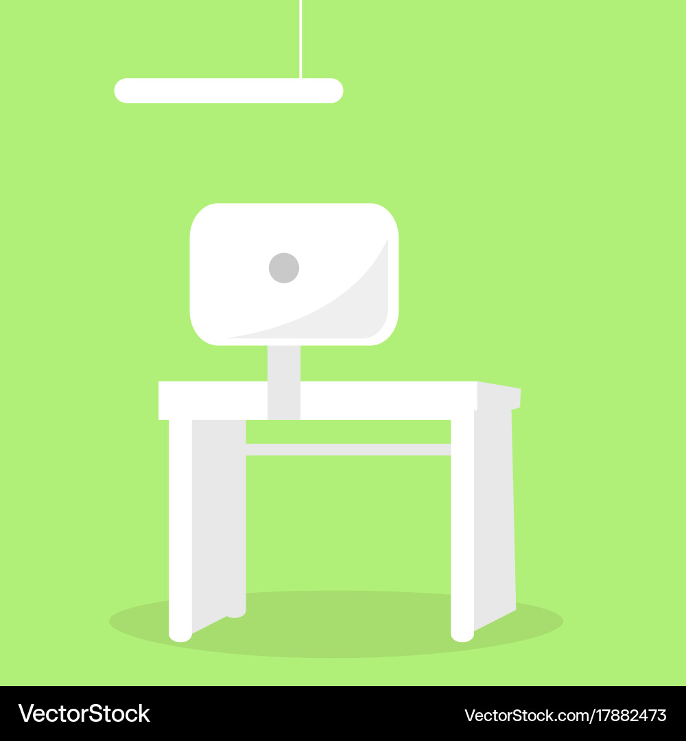 White table with computer screen monitor back view Vector Image