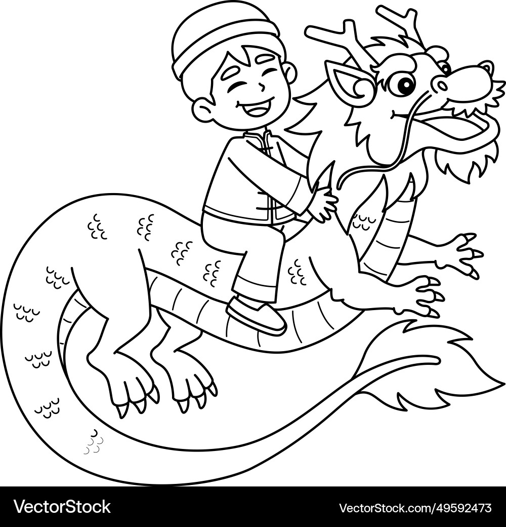 Year of the dragon boy riding a isolated Year of the dragon boy riding a isolated vector image