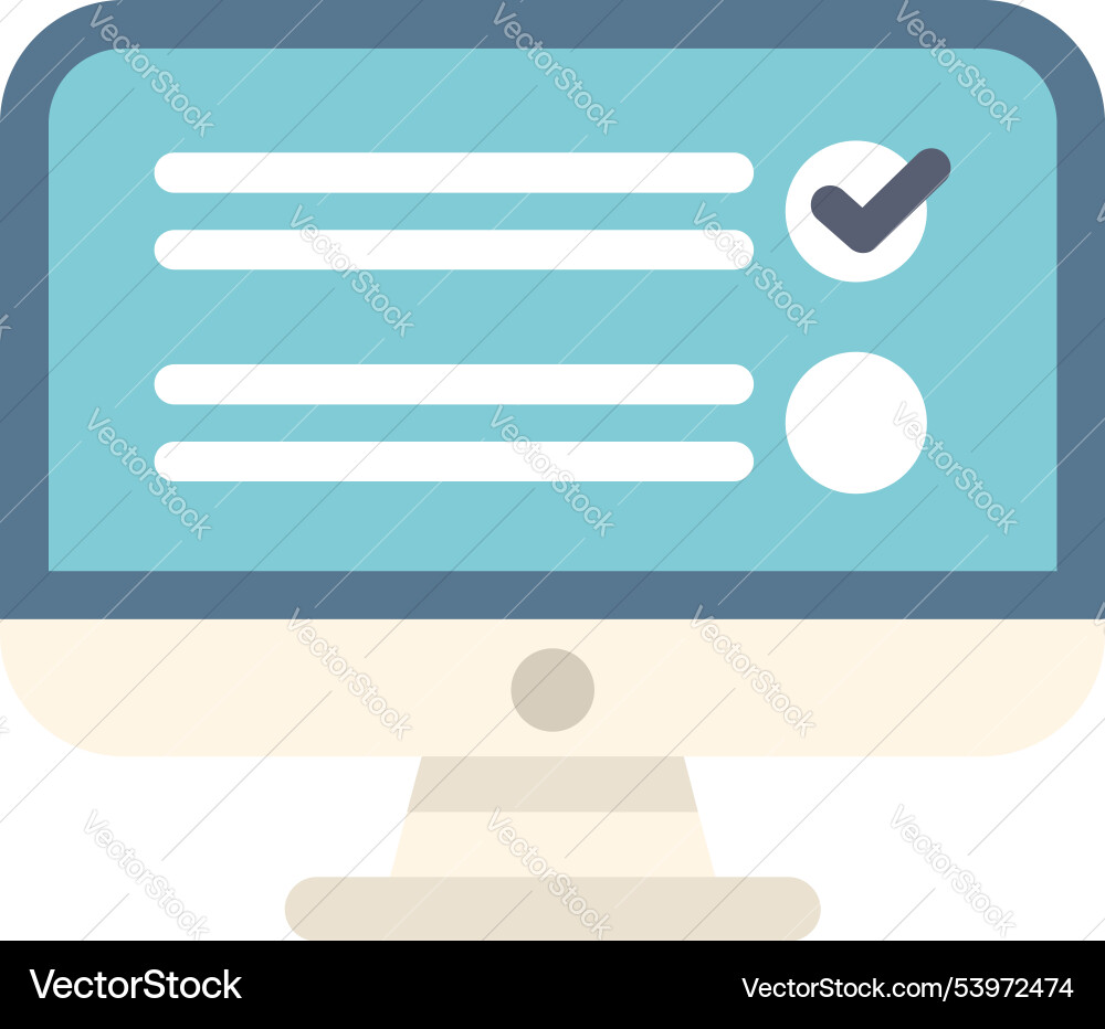 Computer displaying checklist for online survey Computer displaying checklist for online survey vector image