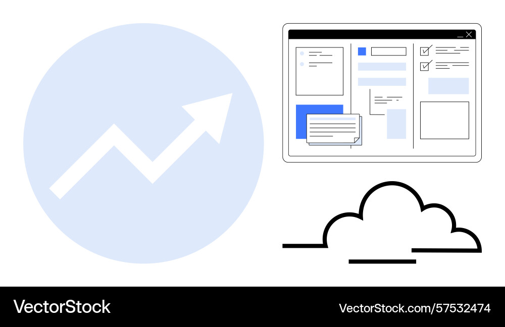 Data analysis and cloud integration for business vector image