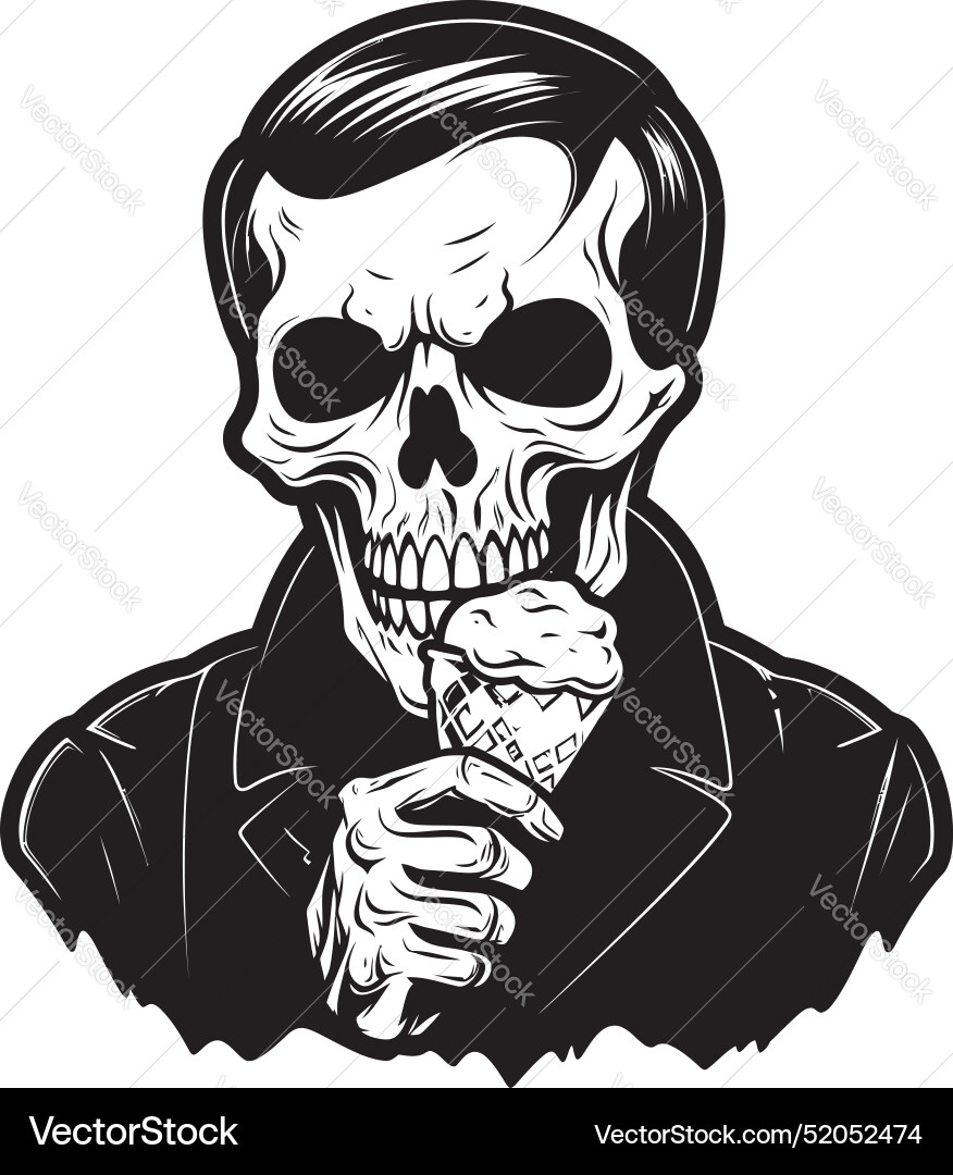 Frosty frights skeleton licking soft ice cream Frosty frights skeleton licking soft ice cream vector image