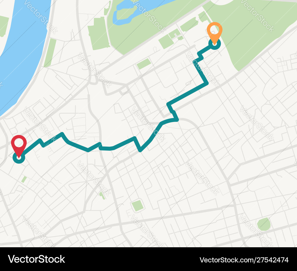 GPS Navigation Route Map vector image