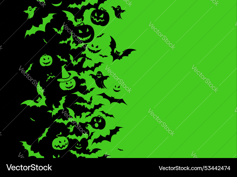 Halloween banner with black bats pumpkins Halloween banner with black bats pumpkins vector image
